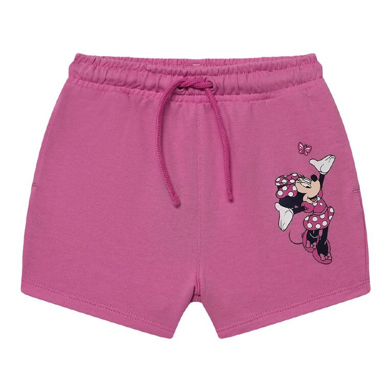Minnie Mouse Preschool Printed French Terry Shorts, Pink Mid, hi-res