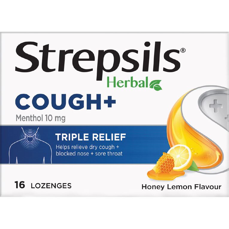 Strepsils Herbal Cough Honey Lemon Lozenges 16 Pack, , hi-res