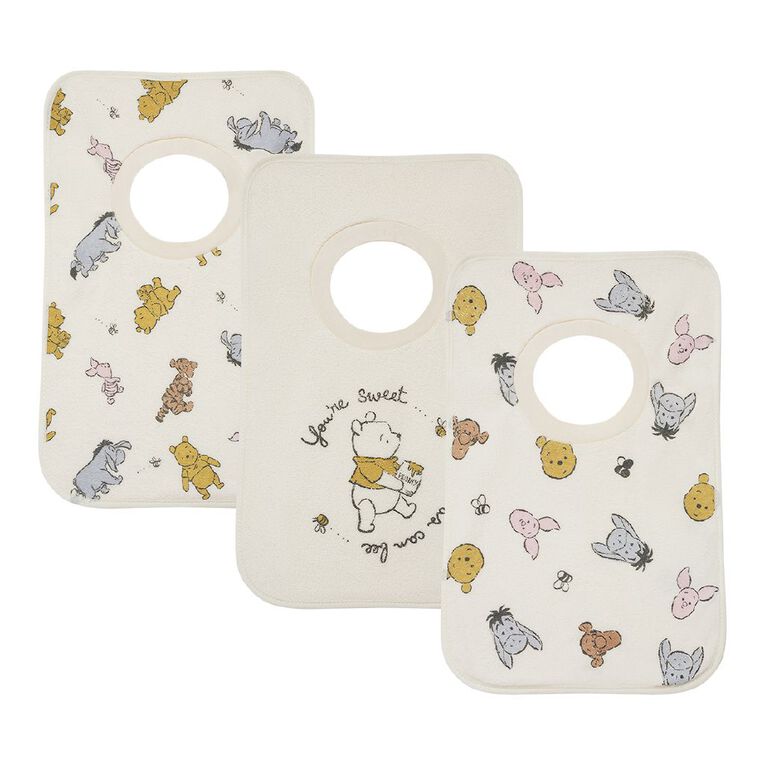 Winnie the Pooh Babies' Bibs 3 Pack, Cream, hi-res