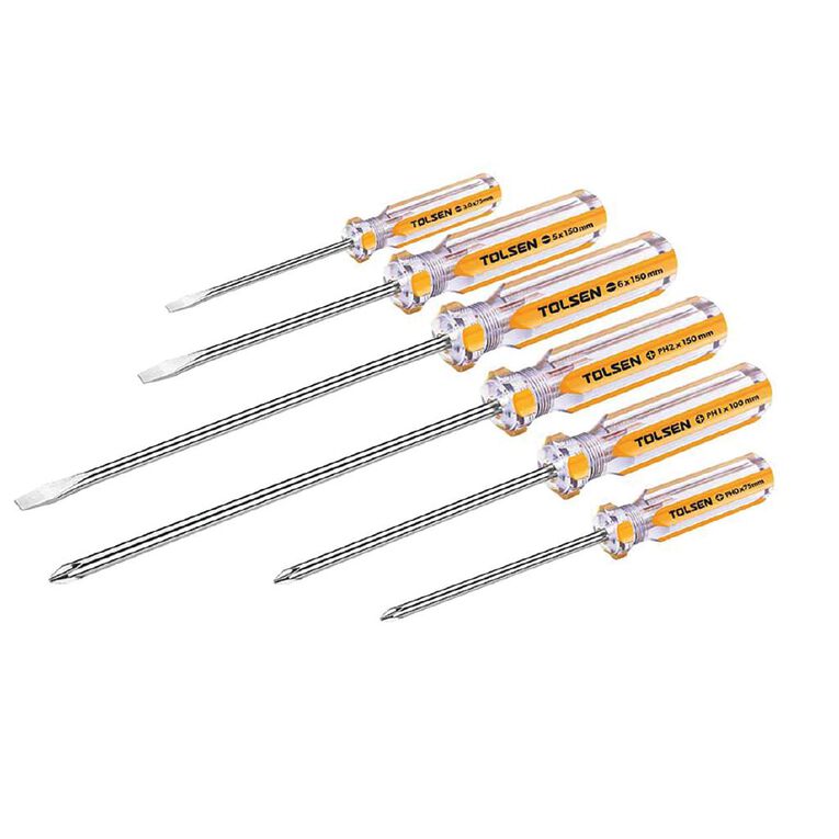 Tolsen Screwdriver Set - Phillips & Slotted 6 Piece, , hi-res