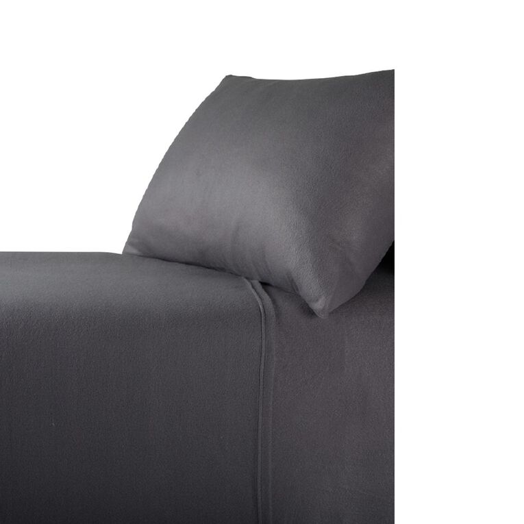 Living & Co Polar Flannel Sheet Set Grey King Single, , hi-res