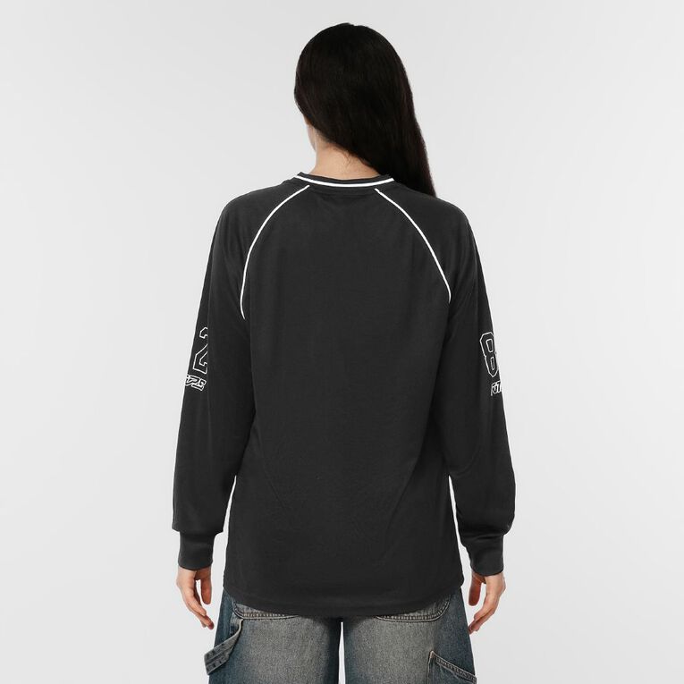 H&H Women's Long Sleeve Raglan Sports Tee, Black, hi-res
