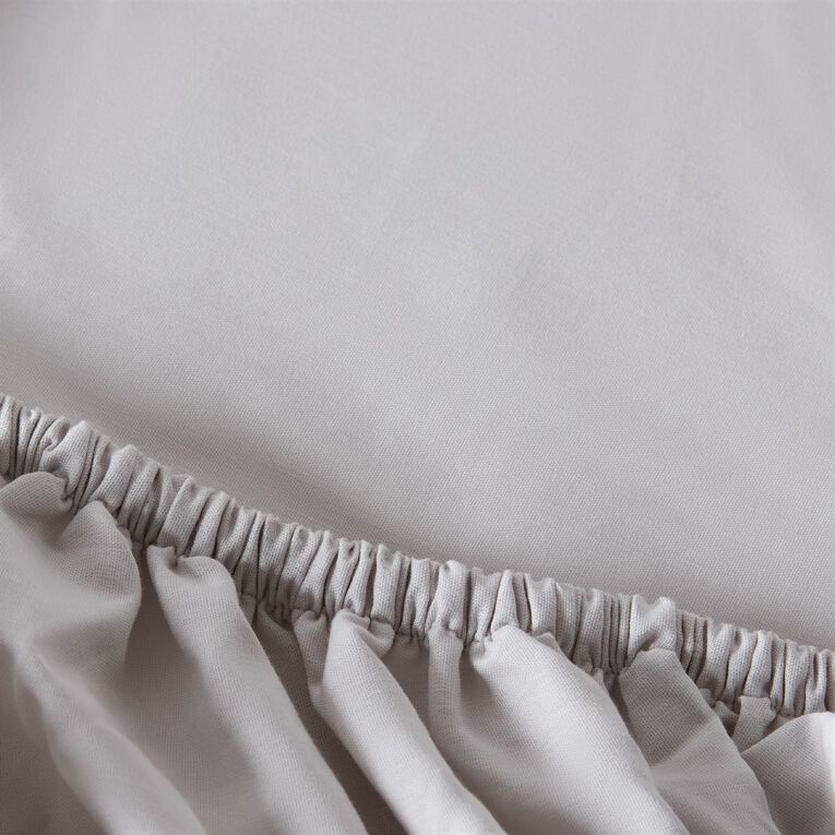 Living & Co Fitted Sheet 250TC Grey King, Grey, hi-res