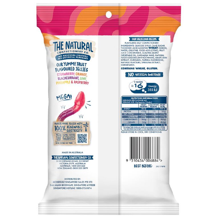 The Natural Confectionery Co. Mega Snakes 170g, , hi-res