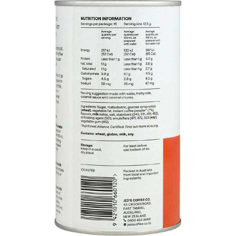 Jed's Cafe Your Way Caramel Latte 200g, , hi-res