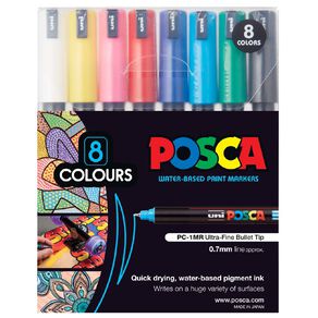 Uni Posca Marker 0.7mm 8 Pack Assorted