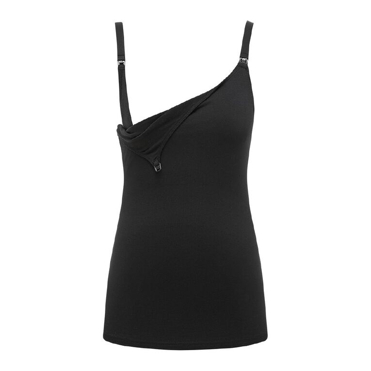 H&H Maternity Nursing Friendly Singlet, Black, hi-res