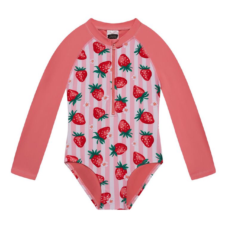 Young Original Long Sleeve Printed Swimsuit, Pink Mid, hi-res