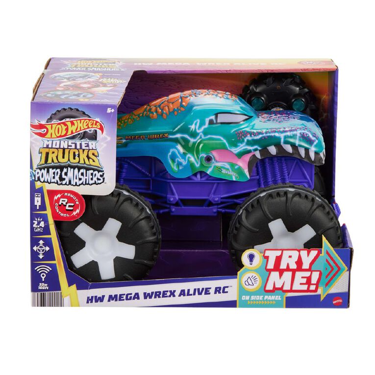 Hot Wheels Monster Trucks Mega Wrex Power Smashers Remote Control, , hi-res