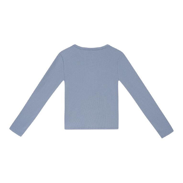 Young Original Long Sleeve Rib Crew Neck Top, Blue Light, hi-res