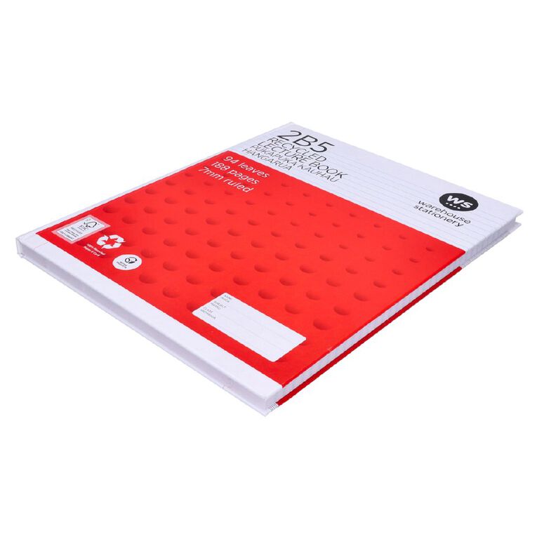 WS Lecture Book 2B5 7mm Ruled Hardcover 94 Leaf Red Mid Red Mid | The ...