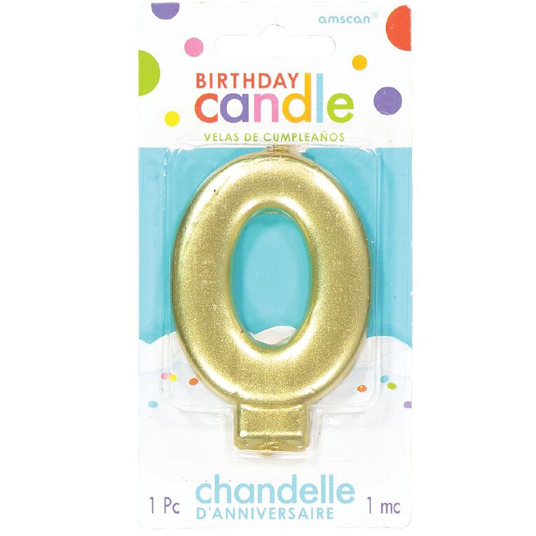 Candle Metallic Numeral #0 Gold, , hi-res
