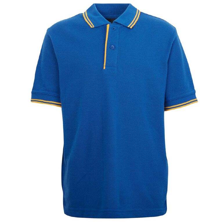 Schooltex Contrast Short Sleeve Polo, Royal/Gold, hi-res