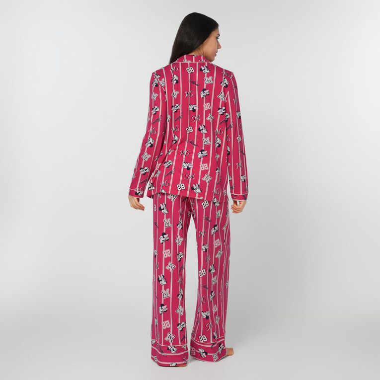 Minnie Mouse Comfy Long Sleeved Button Up Pyjama Set, Pink Dark, hi-res