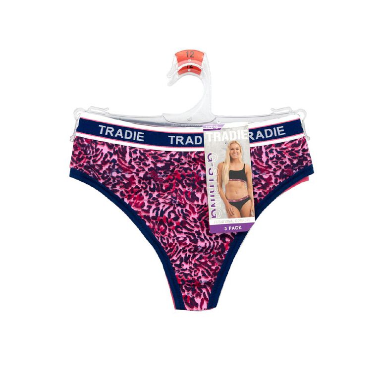 Tradie Women's G-string 3 Pack, Red Dark, hi-res