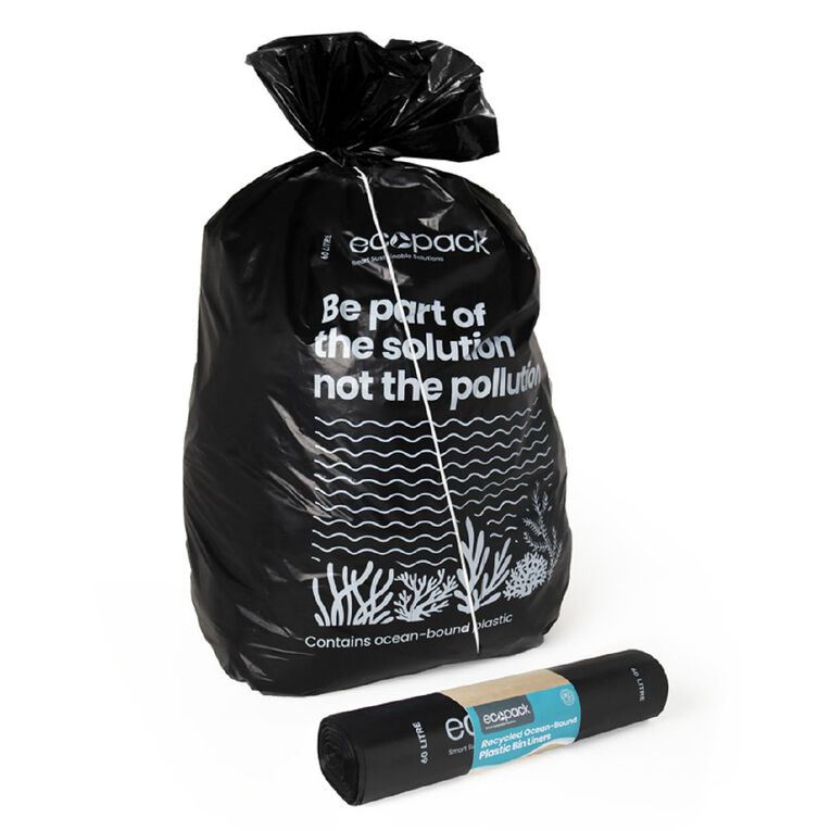 Ecopack Ocean-Bound Plastic Recycled Bin Liners 60L, , hi-res