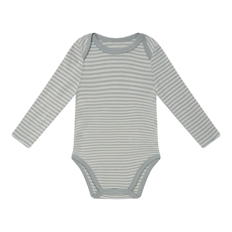 Young Original Babies' Long Sleeve Printed Bodysuit 3 Pack, Blue Light STAR, hi-res