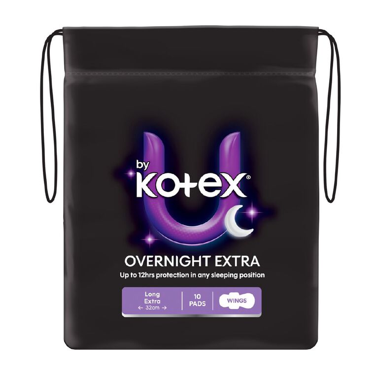 U By Kotex Maxi Overnight Pads with Wings 10 Pack, , hi-res
