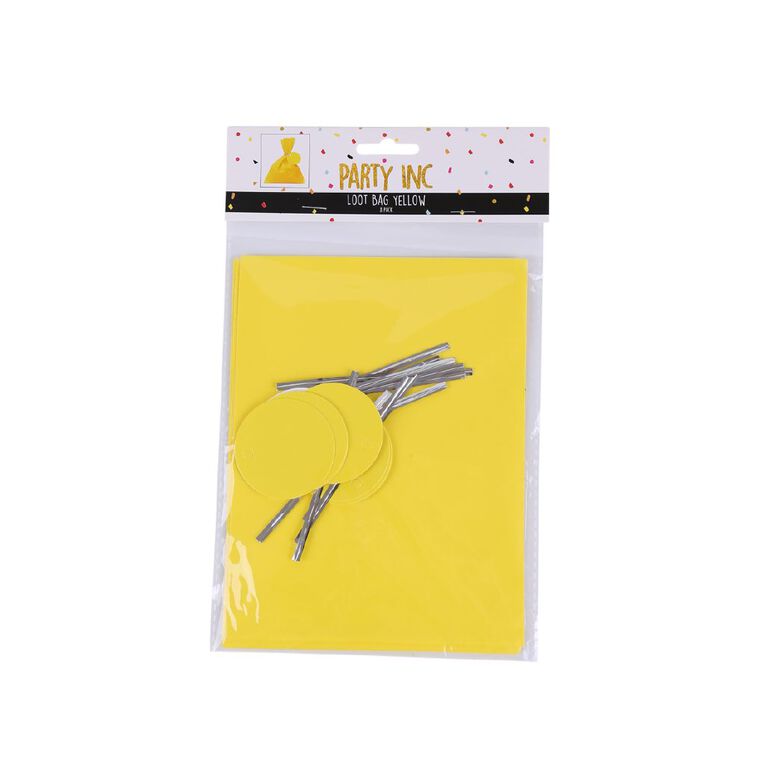 Party Inc Loot Bag Yellow 8 Pack, , hi-res