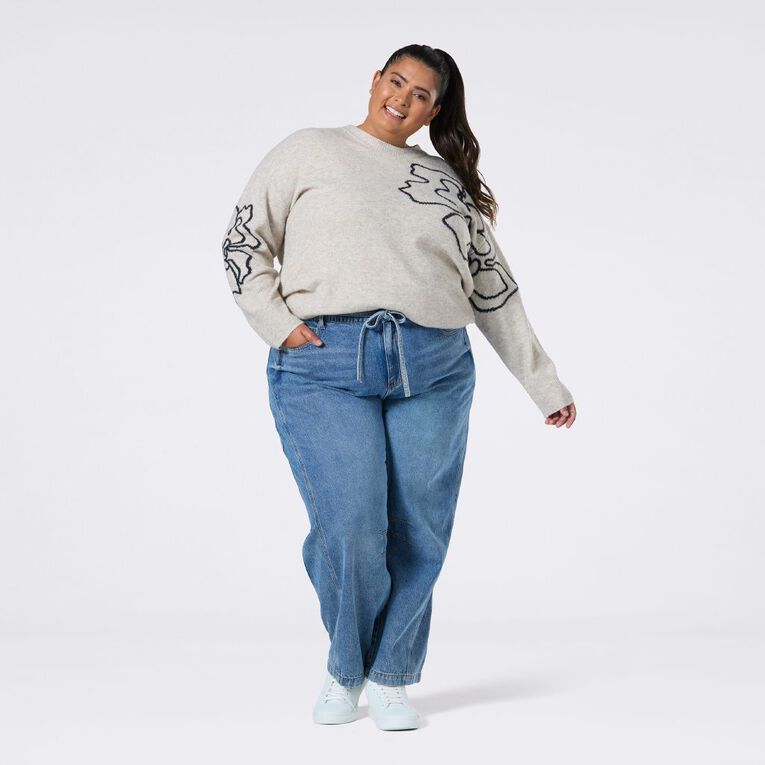 H&H Curve Women's Barrel Leg Jeans, Denim Light, hi-res