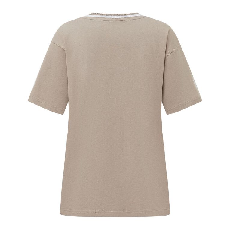 H&H Women's V-Neck Relaxed Drop Shoulder Tee, Grey Light, hi-res
