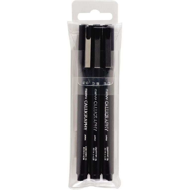 MARVY Calligraphy Pens Black 3 Pack, , hi-res