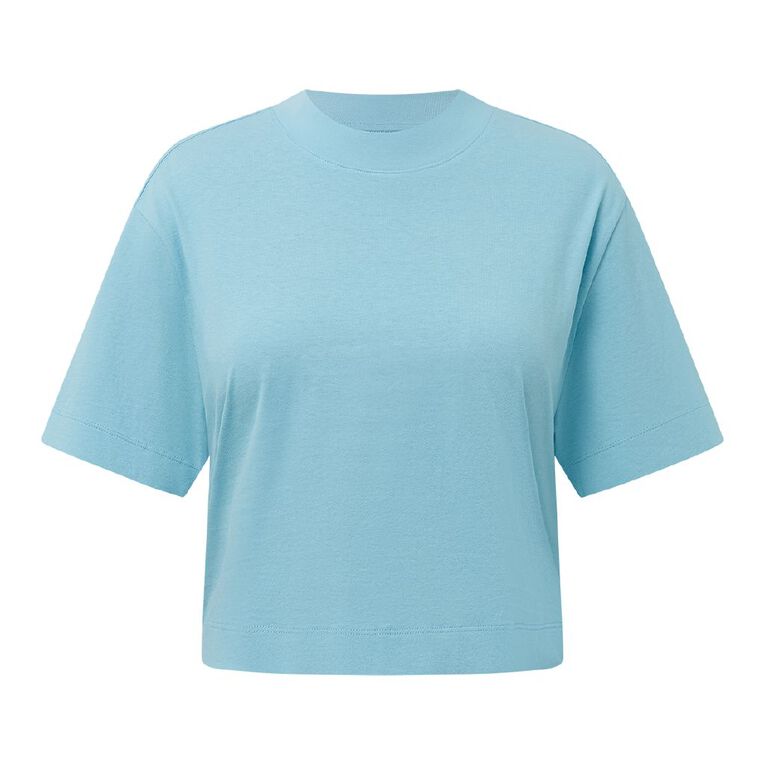 H&H Women's Cropped Boxy Tee, Blue Light, hi-res