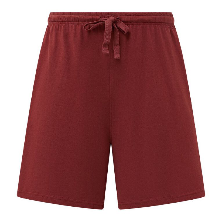H&H Men's Knit Pyjama Shorts, Red Mid, hi-res