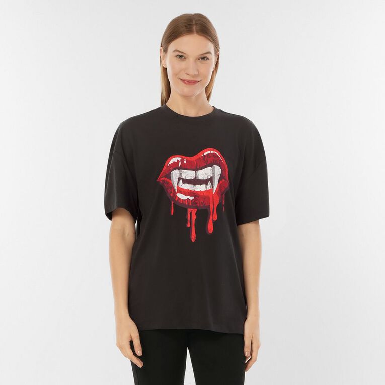 H&H Women's Short Sleeve Halloween Tee, Grey Dark, hi-res