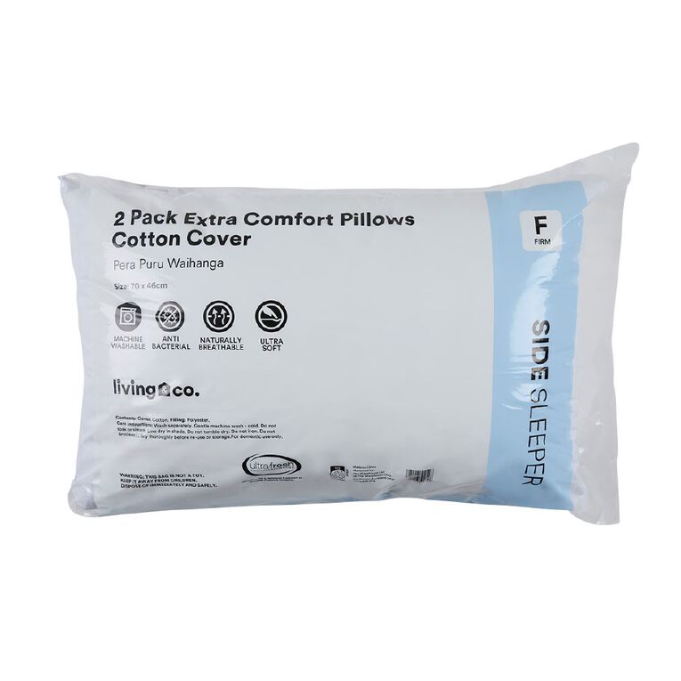 Living & Co Pillow Cotton Cover 2 Pack Firm White 2 Pack, , hi-res