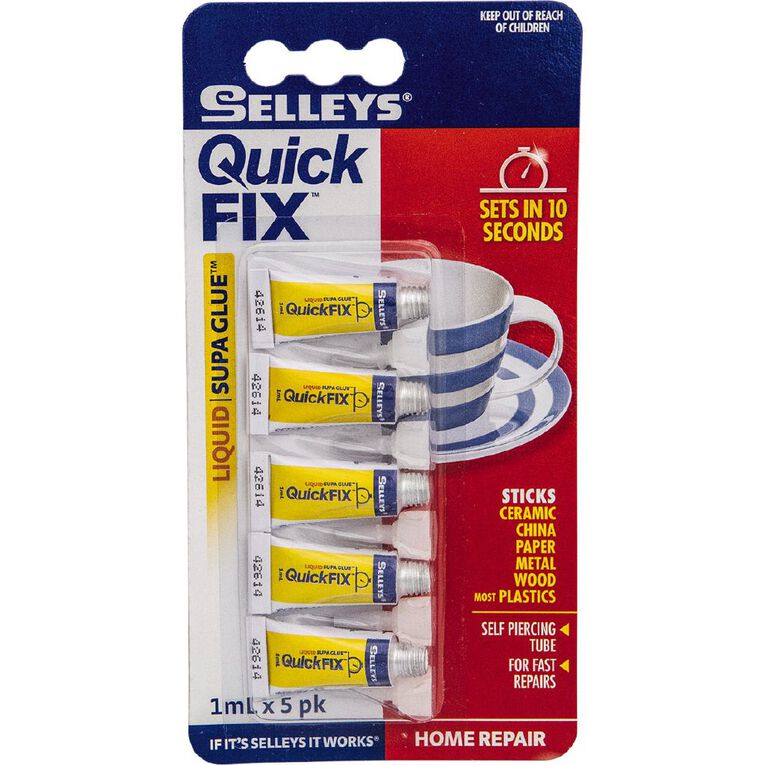 Selleys Quick Fix Single Shot Super Glue 5 Pack, , hi-res