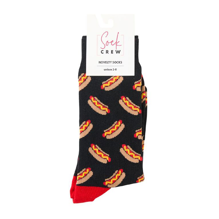 Sock Crew Novelty Crew Socks 1pk, Black, hi-res