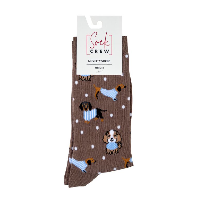 Sock Crew Women's Novelty Socks 1 Pack, Brown, hi-res