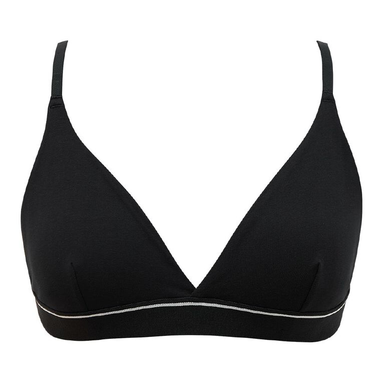 H&H Women's Basic Wide Band Bralette, Black, hi-res