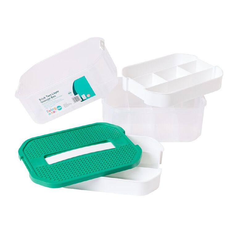 Living & Co Kids Kids 2 Layer Brick Storage Box Green, , hi-res