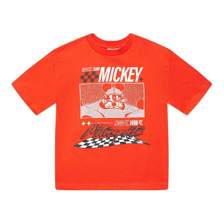 Mickey Mouse Relaxed Short Sleeve Tee, Red Mid, hi-res