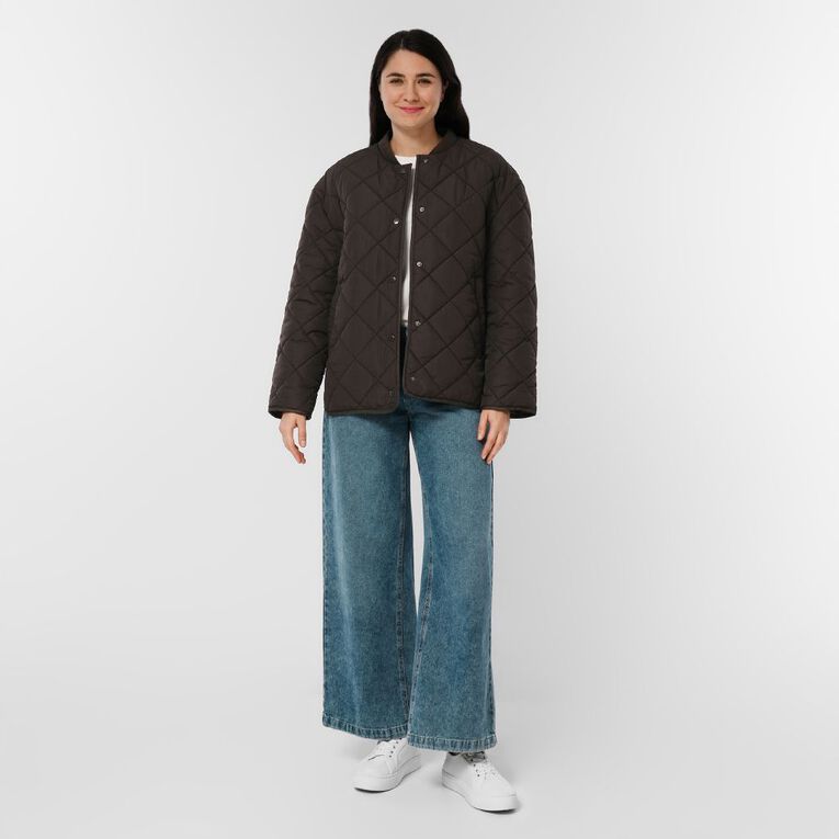 H&H Women's Quilt Jacket, Brown Dark, hi-res