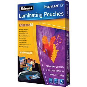 Fellowes Laminating Pouches A4 80 Micron 100 Pack