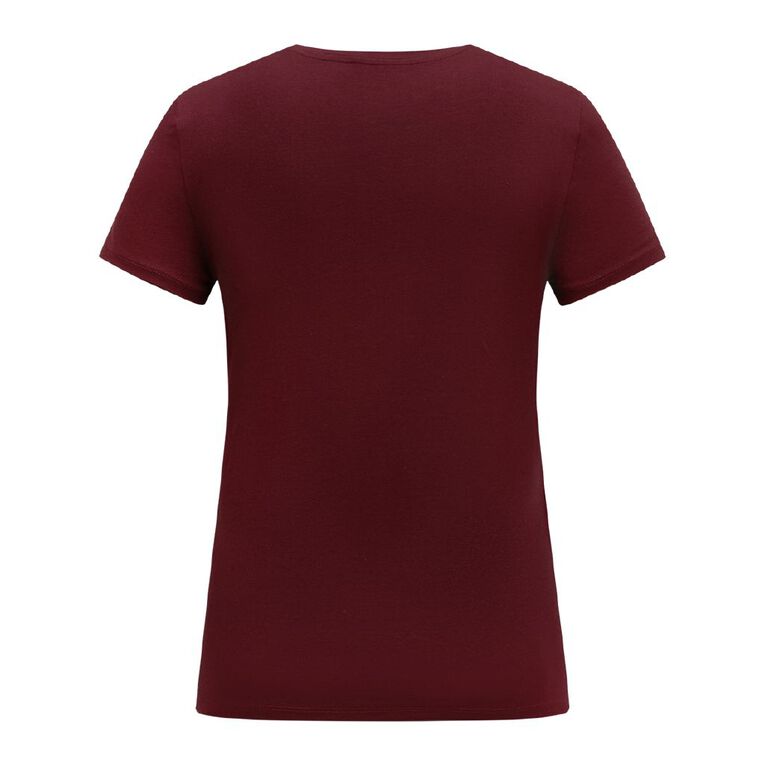 H&H Essentials Women's Stretch Cotton Scoop Neck Tee, Red Dark, hi-res