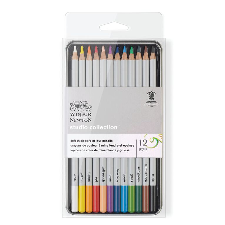 Winsor & Newton Studio Coloured Pencils in Tin 12 Pack, , hi-res