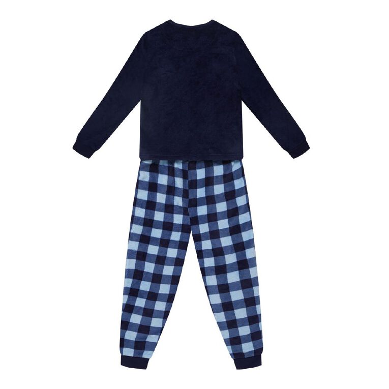 H&H Boys' Coral Fleece Pyjama Set, Blue Dark, hi-res