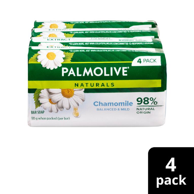 Palmolive Naturals Chamomile Balanced & Mild Soap 90g 4 Pack White, , hi-res