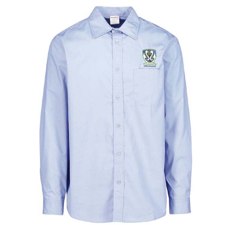 Schooltex Murupara Area Long Sleeve Shirt with Embroidery, Blue Mid, hi-res