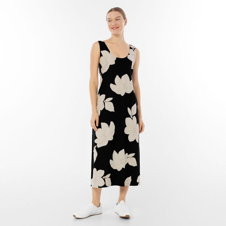 H&H Women's Sleeveless Scoop Dress Midi, Black, hi-res