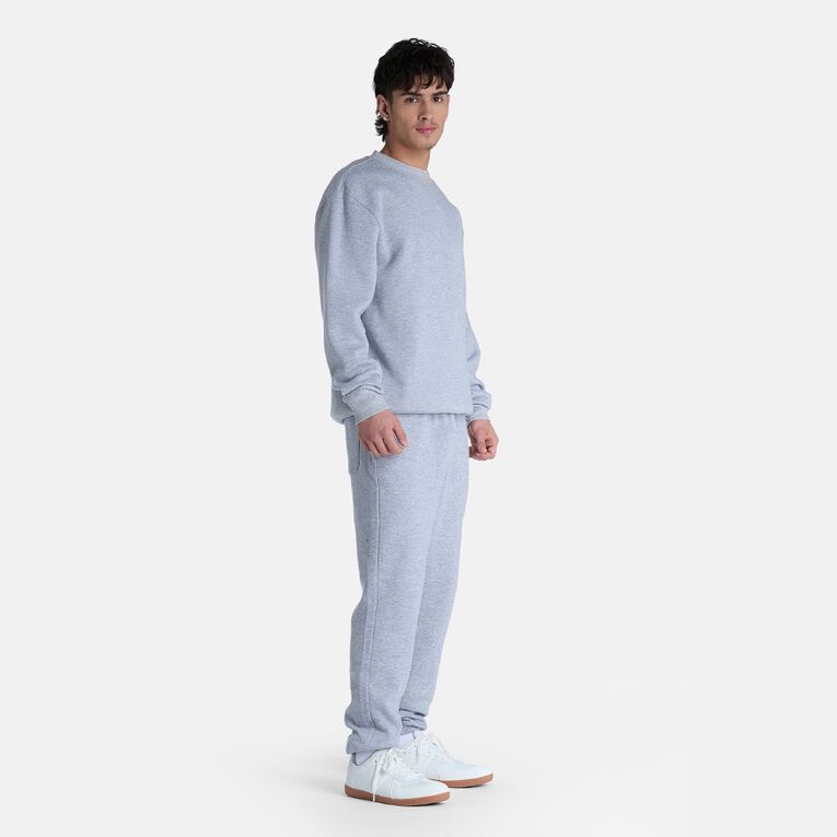 H&H Men's Plain Crew Sweatshirt, Grey Marle, hi-res