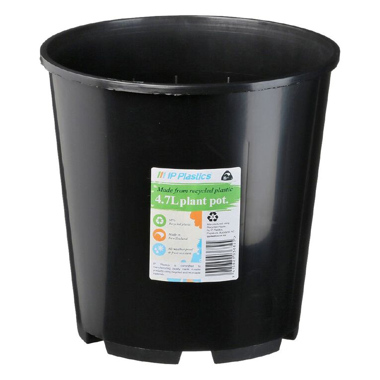IP Plastics Round Pot Recycled Black, , hi-res