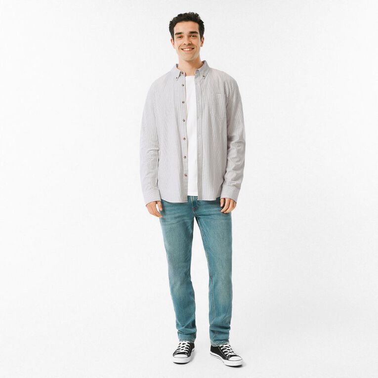 H&H Men's Long Sleeve Oxford Shirt, Grey Mid, hi-res