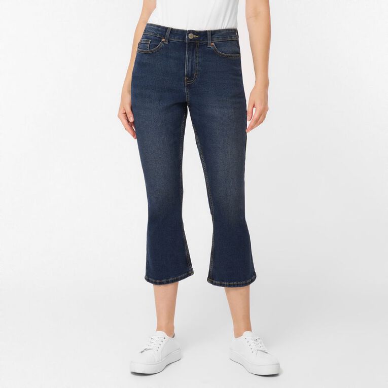 H&H Women's Crop Flare Jeans, Denim Dark, hi-res