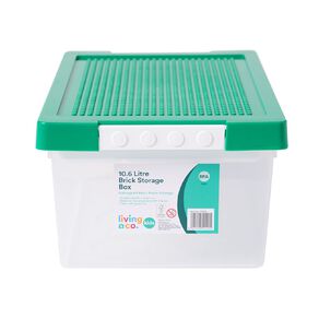 Living & Co Kids Brick 10.6L Storage Bin Green