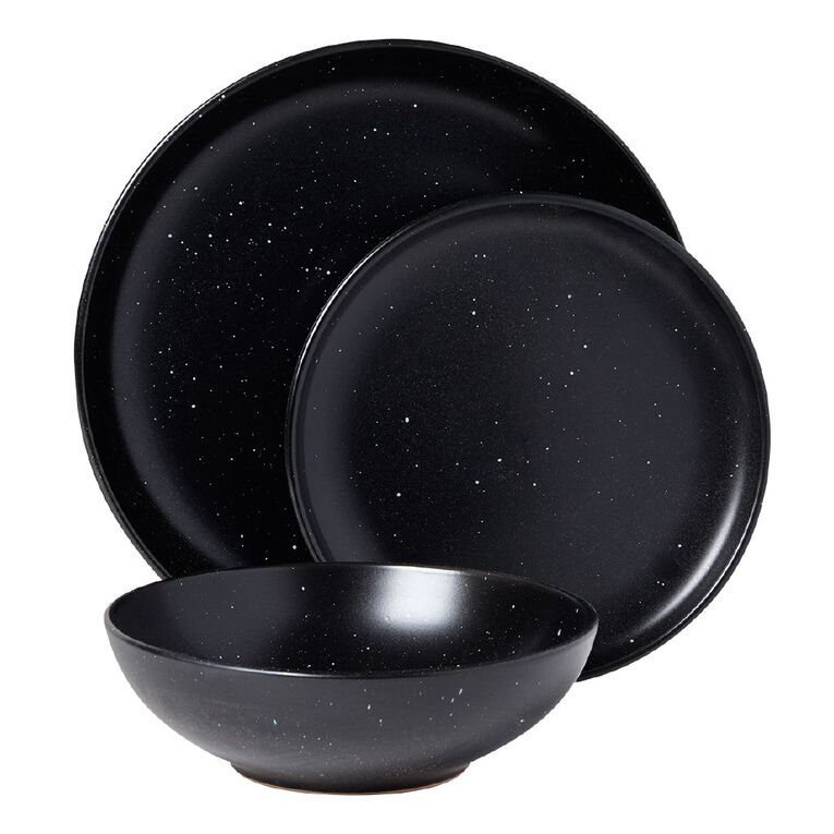 Living & Co Jasper Dinnerware Set Black 12 Piece, , hi-res